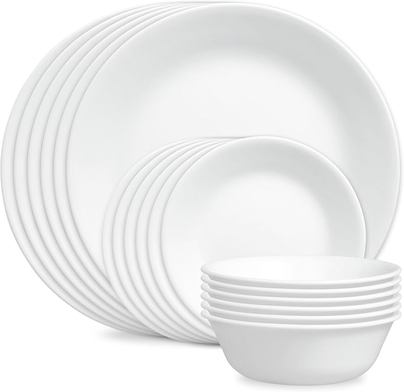 Corelle Vitrelle 18-Piece Service for 6 Dinnerware Set Triple Layer Glass and Chip Resistant, Lightweight Rou…