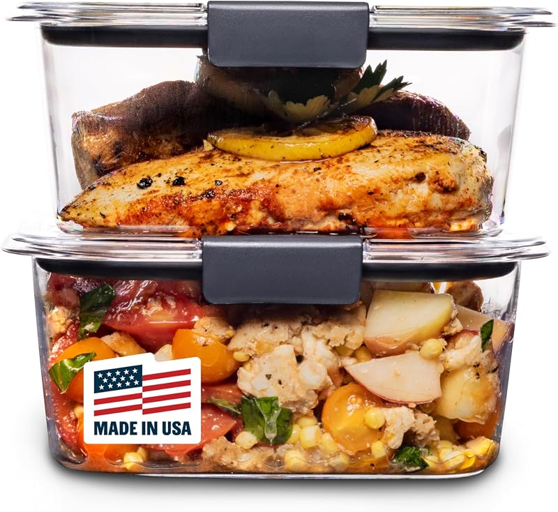 Rubbermaid Brilliance BPA-Free Food Storage Containers, Medium Deep, 4.7 Cup, 2-Pack, Airtight & Leak-Proof,…
