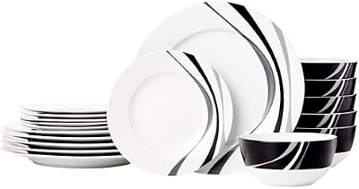 Amazon Basics 18-Piece Complete Kitchen Dinnerware Set, Microwave and Dishwasher Safe, Plates, Dishes, Bowls,… — view 2