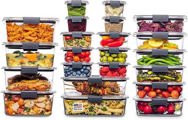 Rubbermaid Brilliance BPA Free 44-Piece Food Storage Containers Set Airtight Leak-Proof with Lids for Meal Pr…