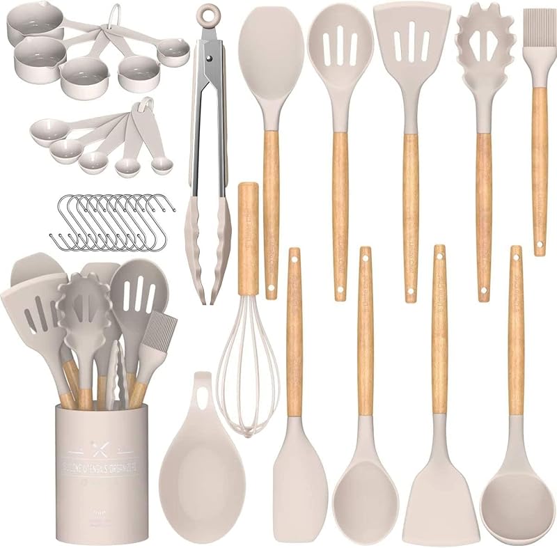 Umite Chef Kitchen Cooking Utensils Set, 33 pcs Non-Stick Silicone Cooking Kitchen Utensils Spatula Set with…