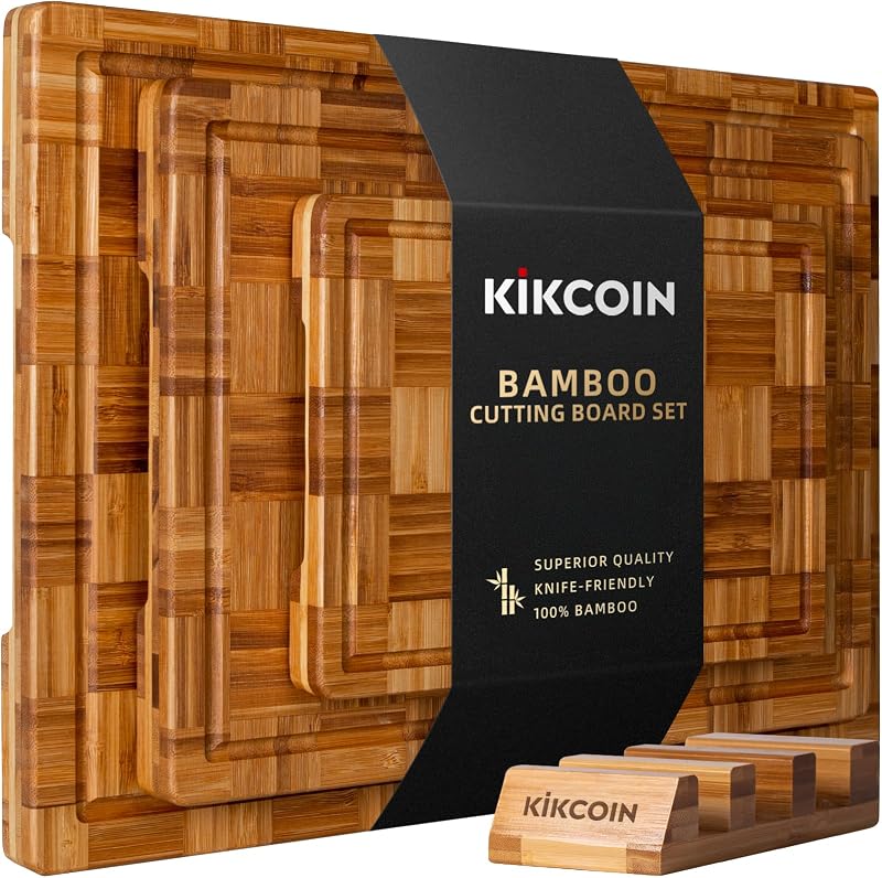 Kikcoin Extra Large Bamboo Cutting Board, Wood Cutting Boards for Kitchen
