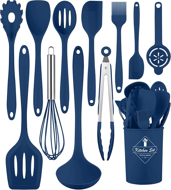 Blue Kitchen Utensils Set-12 Pieces Silicone Cooking Utensils Set