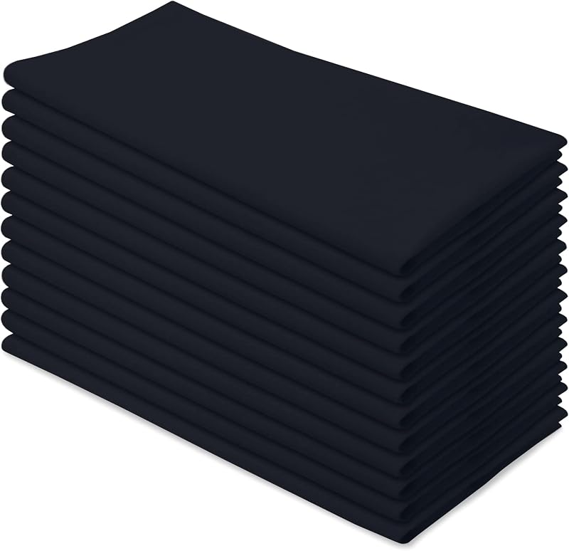 Aunti Em's Kitchen Flour Sack Towels for Embroidery, Tuxedo Black, 12-Pack