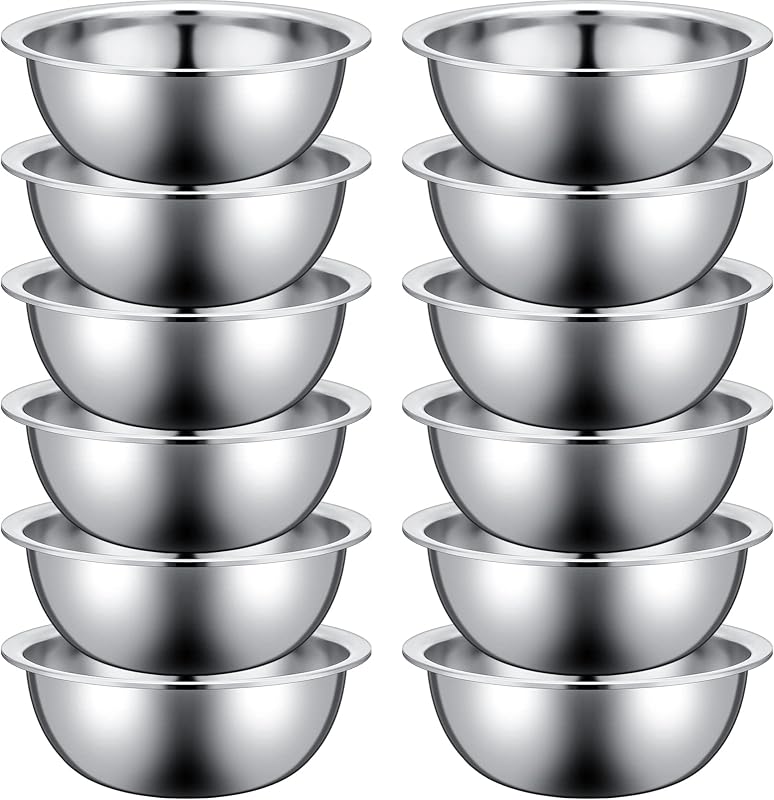 Pinkunn 12 Pcs Stainless Steel Mixing Bowls Bulk, 8.66 x 3 Inch