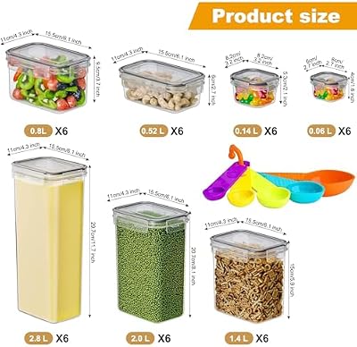 42pcs Airtight Containers, Clear Stackable Dry Food Storage — view 3