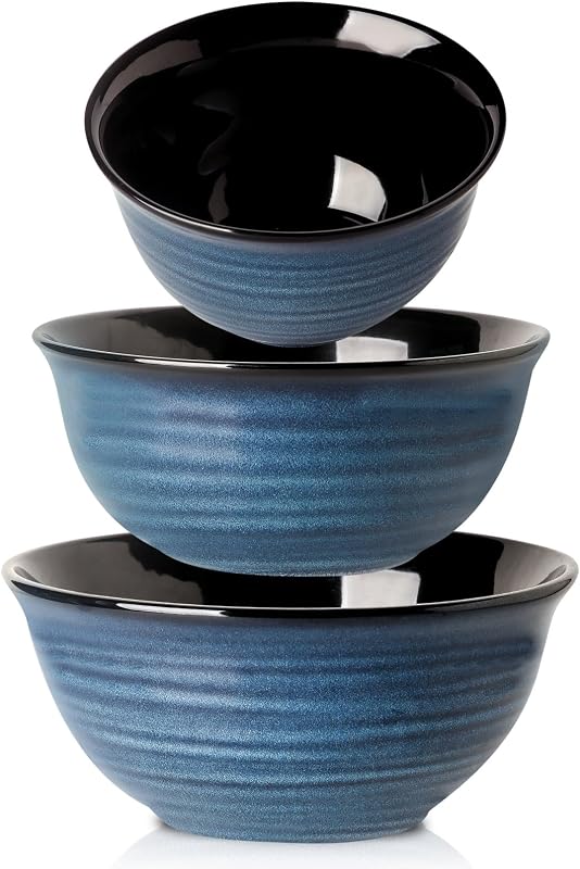 HASENSE Mixing Bowls, Ceramic Serving Bowls Set for Cooking, Baking, Prepping, Large Nesting Bowls for Salads…