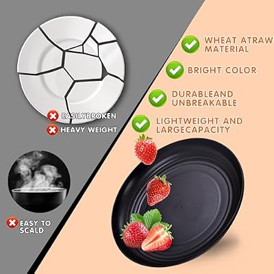 Rubtlamp Wheat Straw Dinnerware Sets, 16PCS Plastic Dinnerware Set for 4, Wheat Straw Plates and Bowls Sets,… — view 4