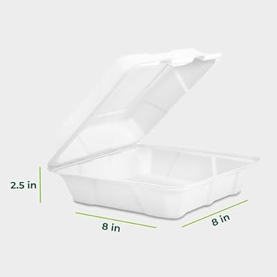 Freshware Compostable Clamshell Food Containers - 8x8" 50-Pack, Biodegradable Sugarcane To Go Boxes, Heavy Du… — view 4