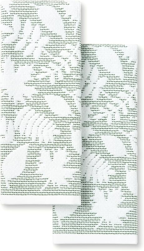 Martha Stewart Woodland Harvest Jacquard Leaves Kitchen Towel 2-Pack Set, 100% Cotton with Absorbent Honeycom…