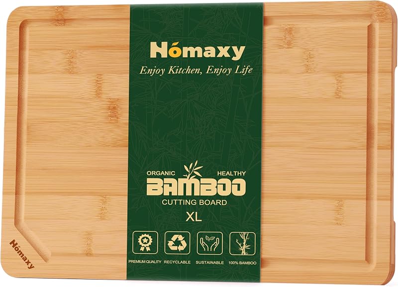 Homaxy Extra Large Organic Bamboo Cutting Boards for Kitchen, 17.5"x12"