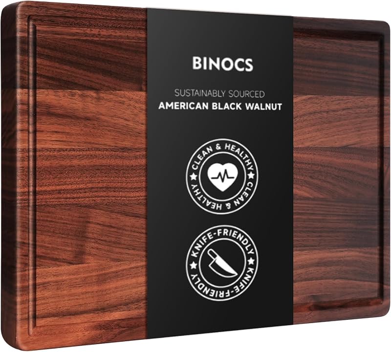 Walnut Wooden Cutting Boards for Kitchen, Solid Wood Cutting Board Set - Charcuterie & Chopping Butcher Block…