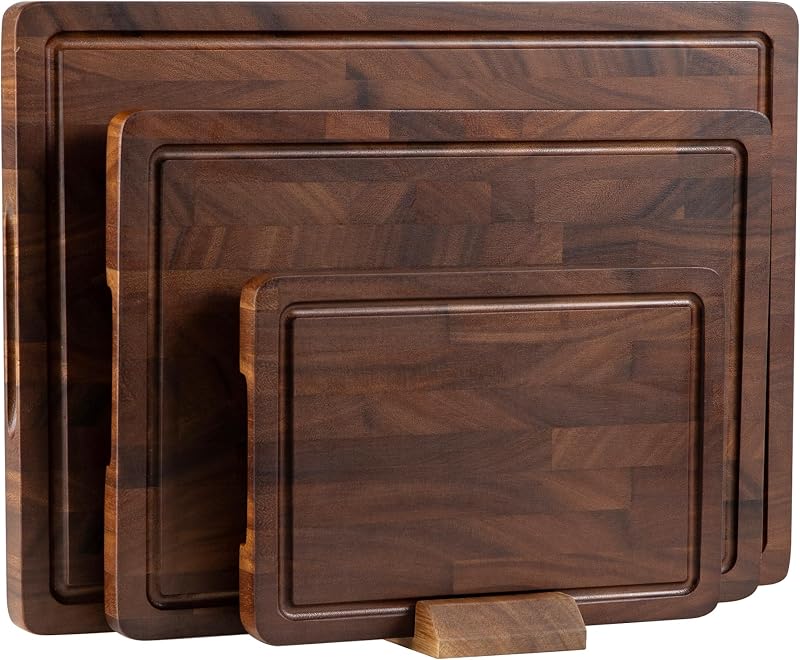 THETCHRY Walnut Wood Cutting Board Set, End Grain Cutting Board for Kitchen
