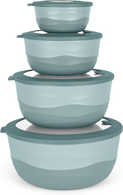 Pera Plastic Mixing Bowls with Lids - 8-Piece Airtight Leak-Proof Nesting BPA-Free Prep Bowl Set for Kitchen…