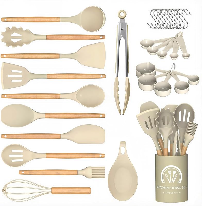 33PCS Silicone Cooking Utensils Set with Holder, Food Grade